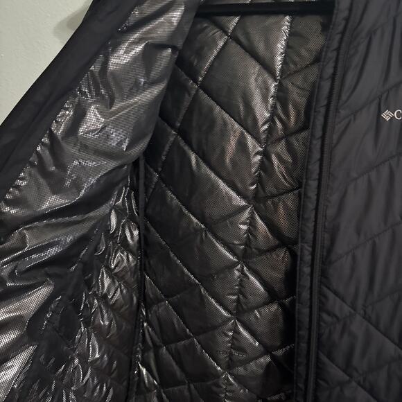 Columbia Omni Heat Coat Parka Womens Medium Black Puffer Full Zip Quilted Hood - Picture 6 of 6